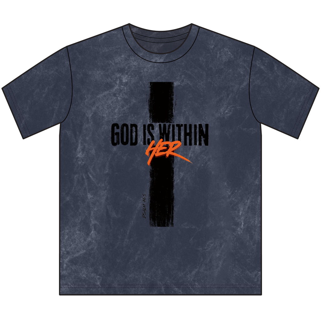 God is Within Her Vintage T-Shirt – Neon Orange
