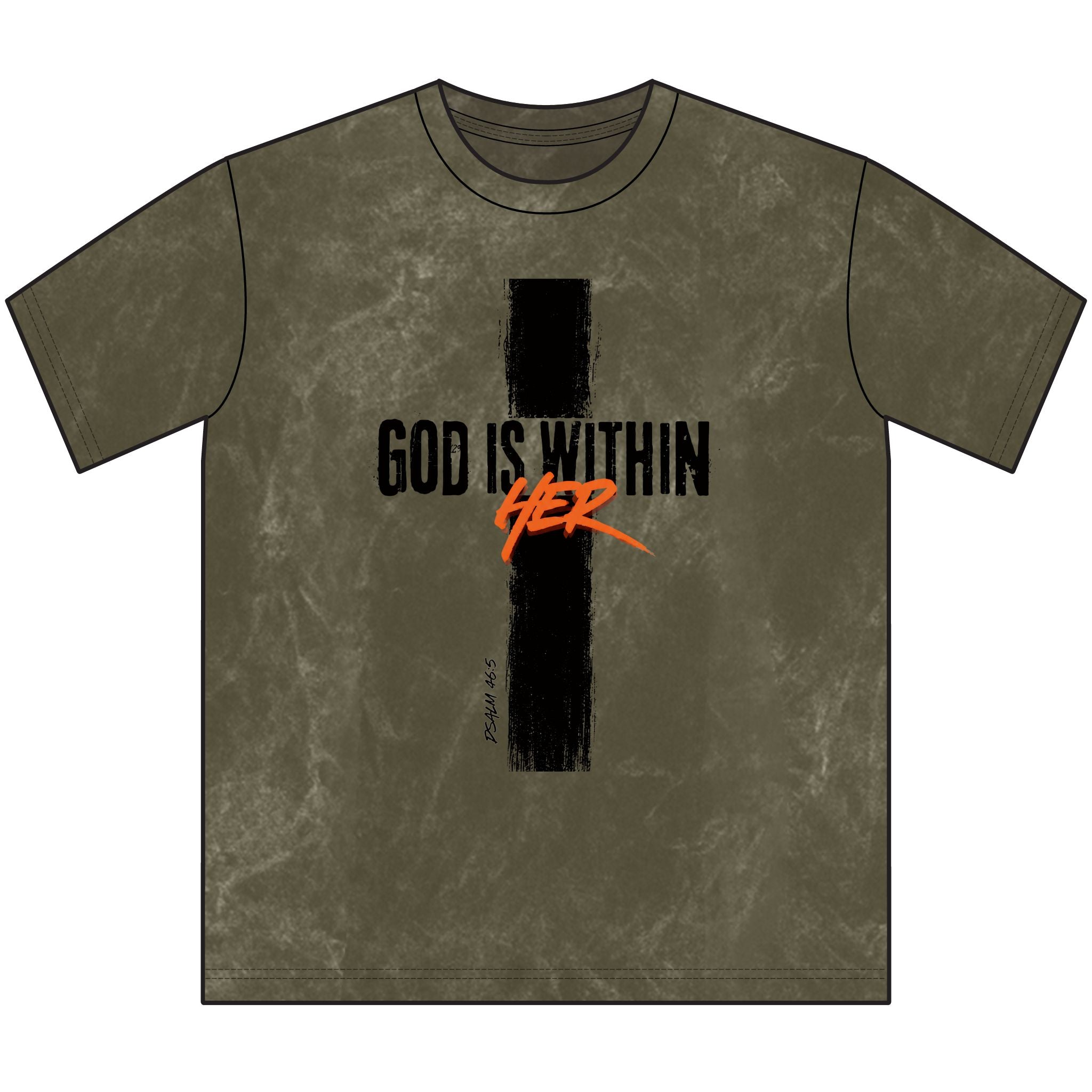 God is Within Her Vintage T-Shirt – Neon Orange