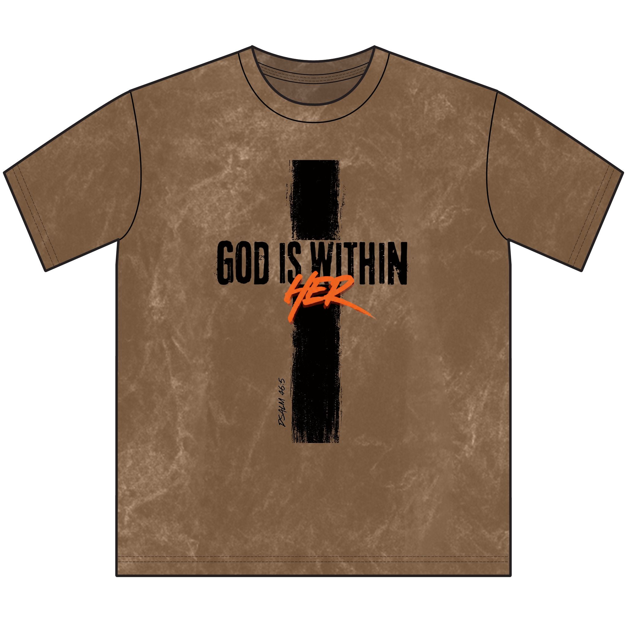 God is Within Her Vintage T-Shirt – Neon Orange