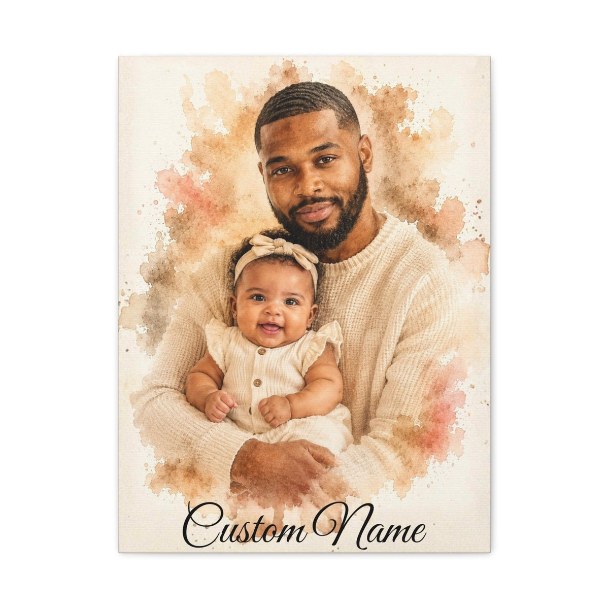 Personalized Family Portrait Canvas - Custom Name Stretched Wall Art
