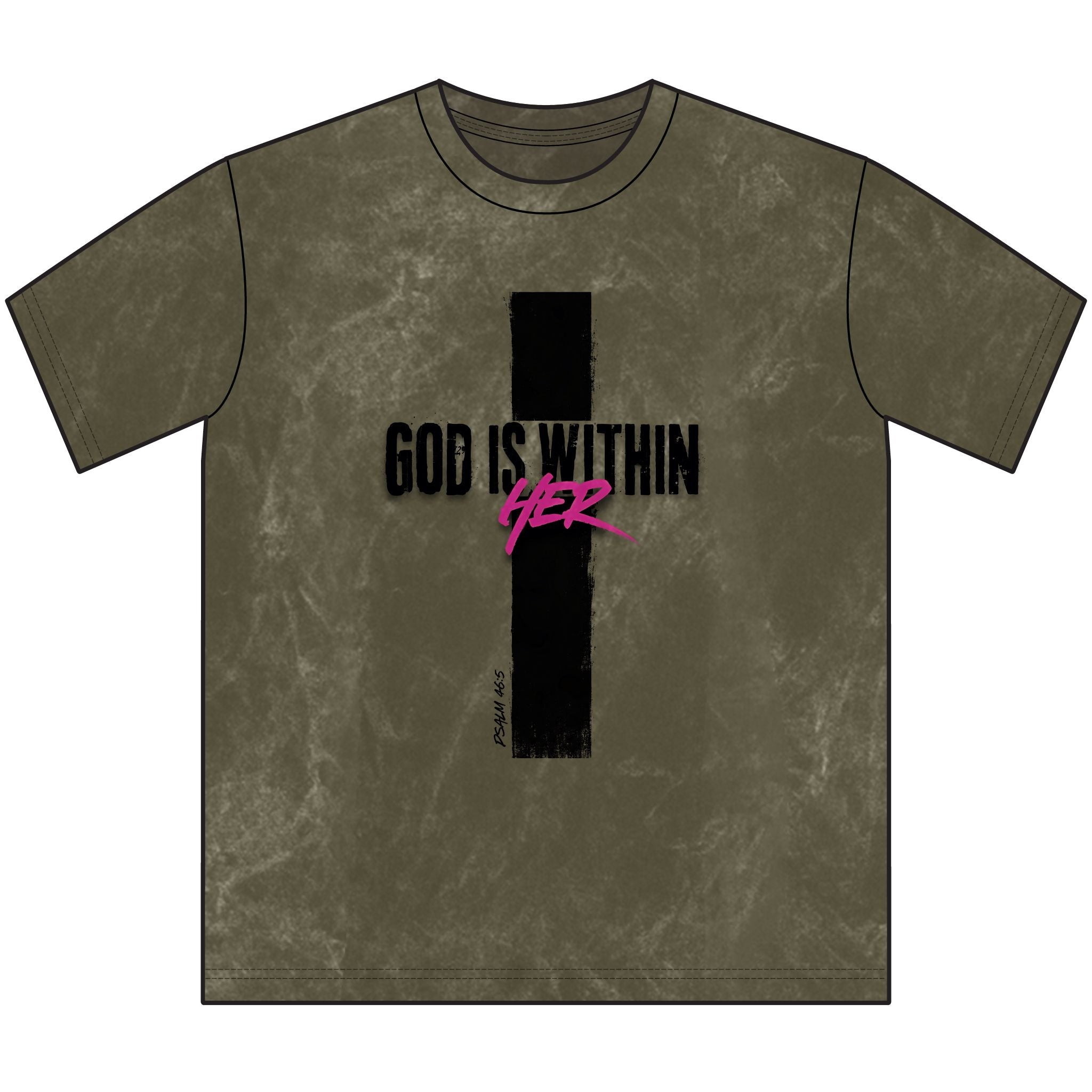 God Is Within Her Neon Pink Vintage Christian T-Shirt