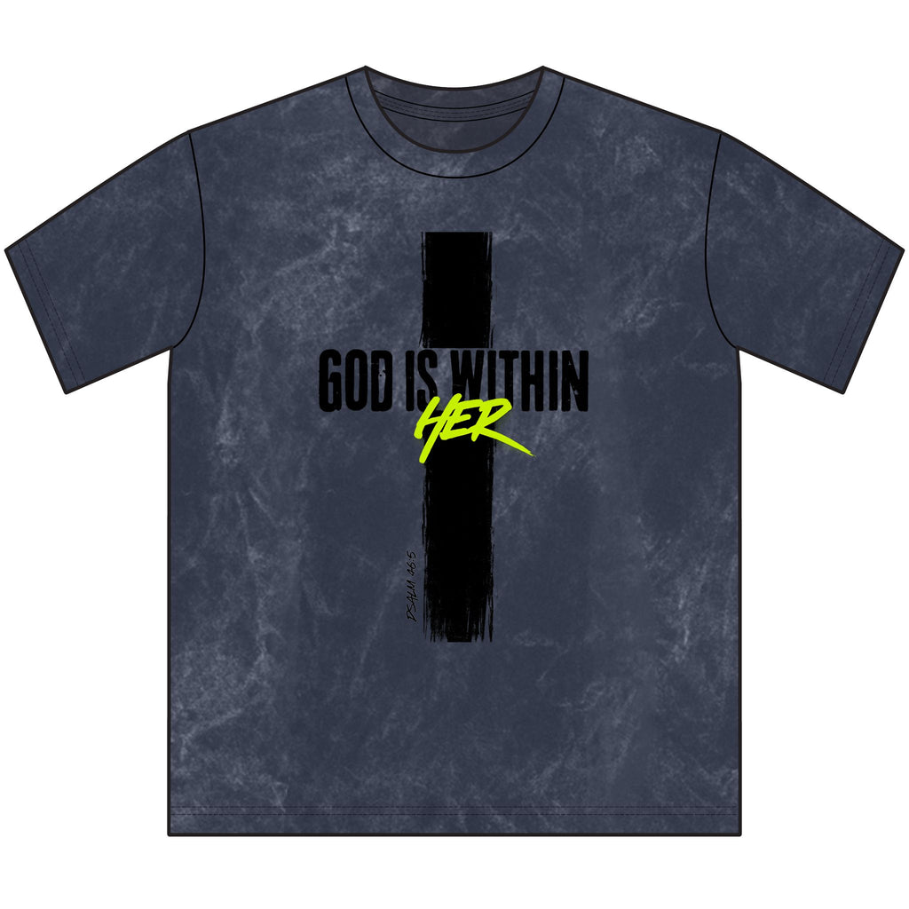 God Is Within Her Neon Green Vintage Christian T-Shirt