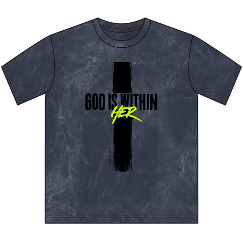 God Is Within Her Neon Green Vintage Christian T-Shirt
